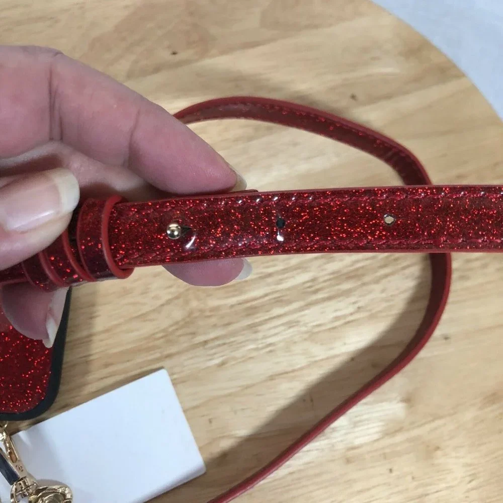 NEW Nordstrom Iphone 11 Case Card Holder Detach Crossbody Strap Red Glitter